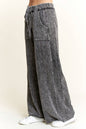 Best Mineral Wash Side Knit detail wide leg pants HE5878P