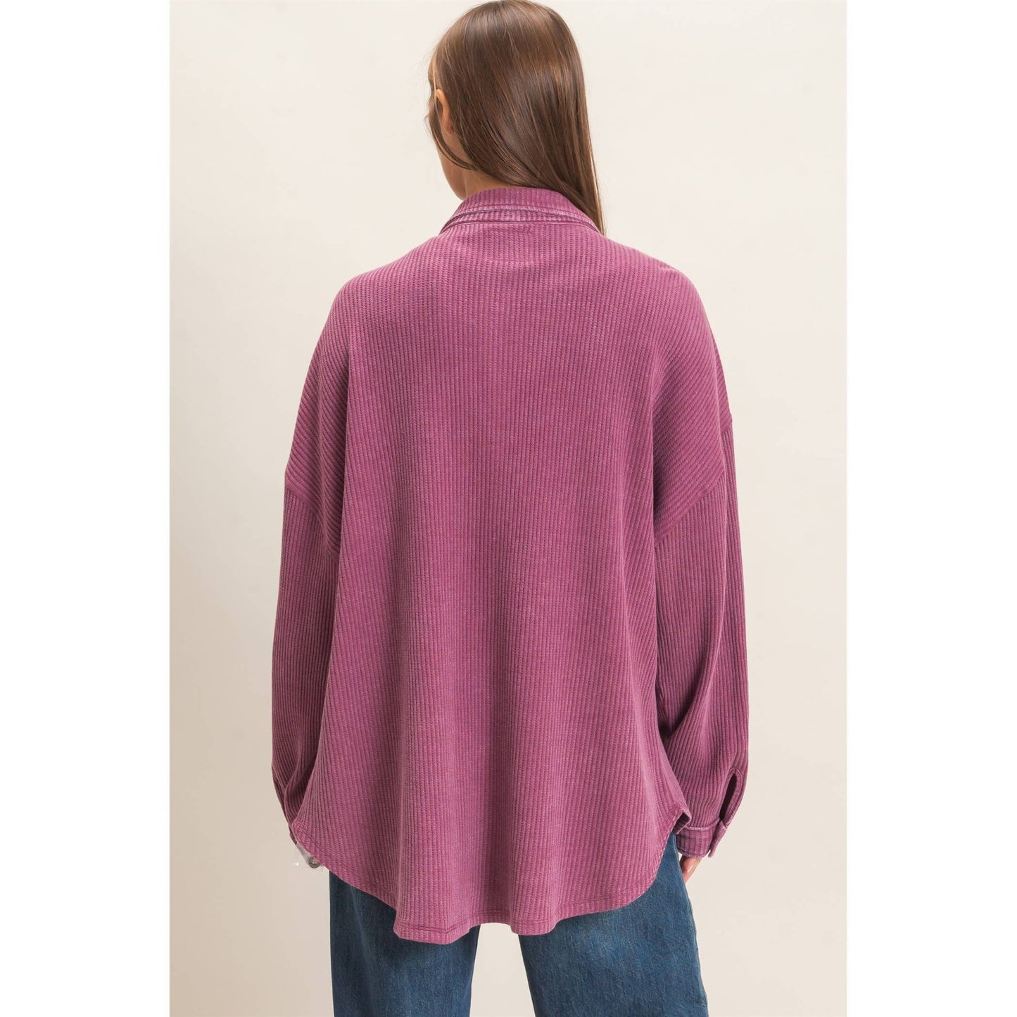 HYFVE Mineral Washed Waffle Knit Shacket DZ26E249