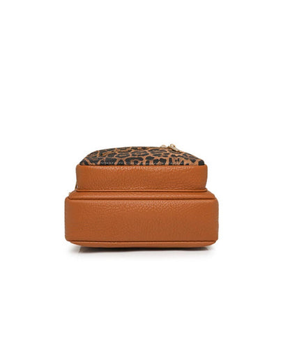 LEOPARD DOUBLE ZIPPER CROSSBODY SLING BAG