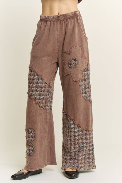 Mineral Washed Tweed Daisy patch Wide leg pants HP6751