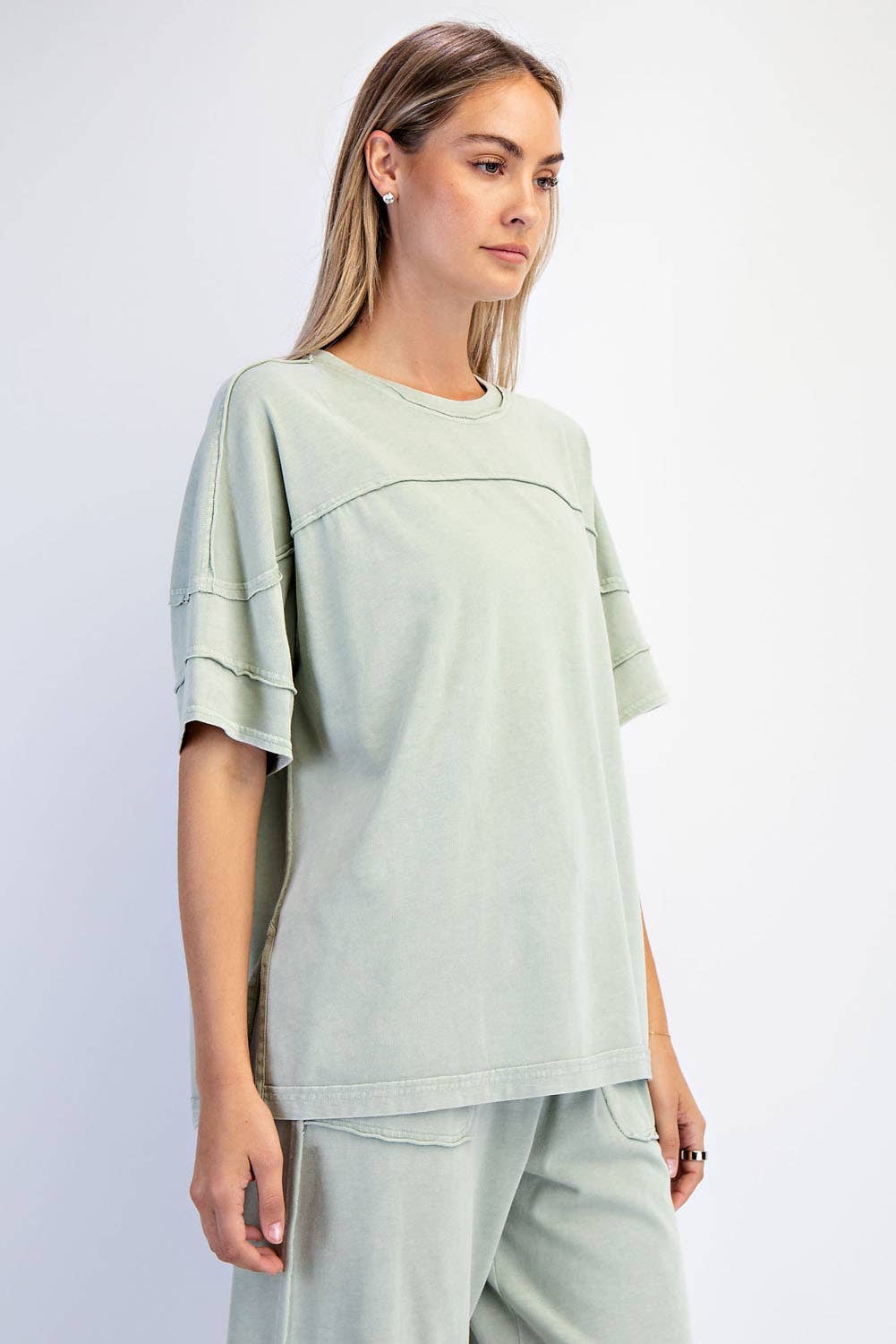 Rae Mode Mineral Washed Short Sleeve Top T Shirt T9984