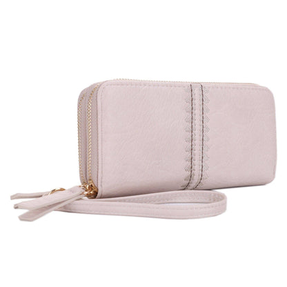 ES60164 Sherrie Double Zipper Wallet: Oatmeal