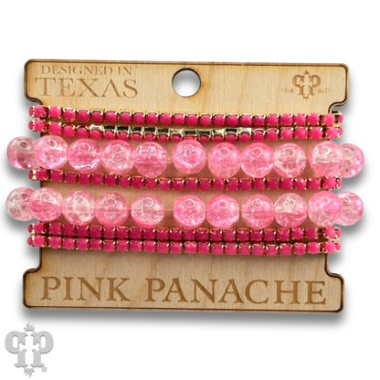 Mixed rhinestone and bead bracelet set