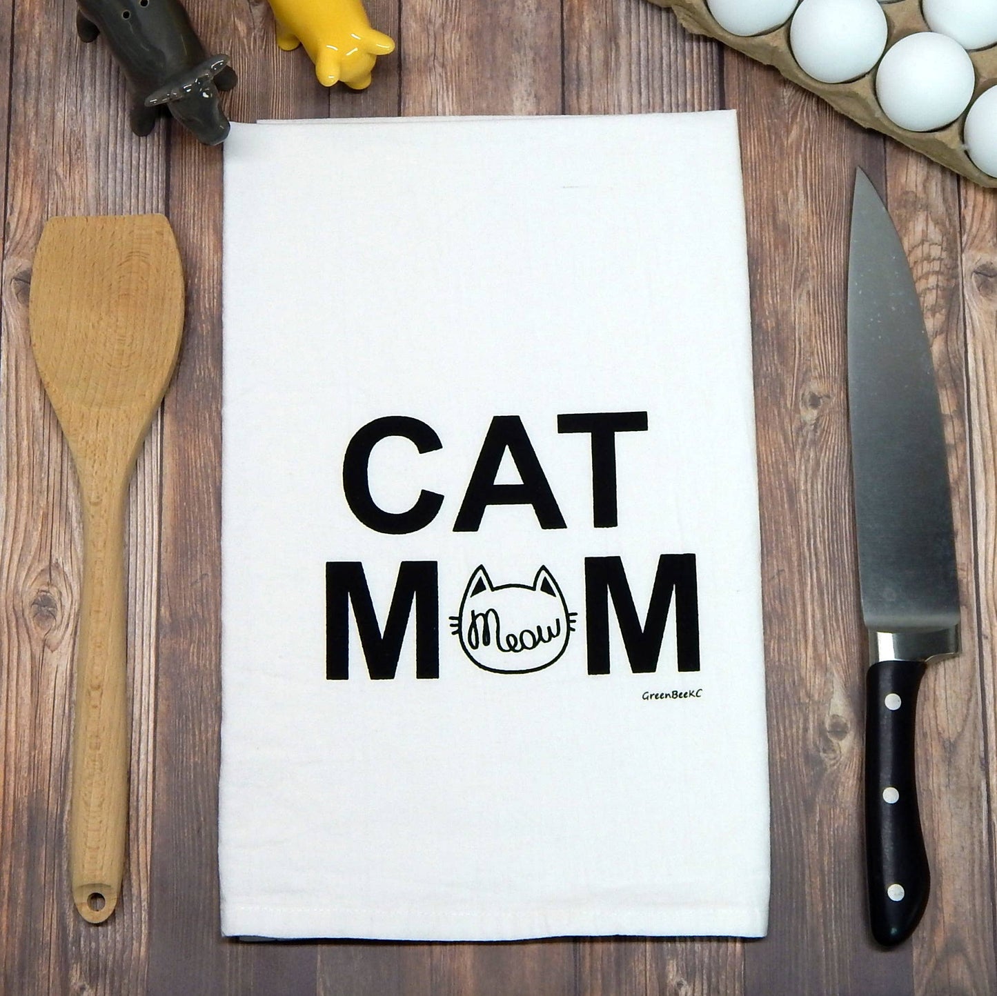 Cat Mom Meow Flour Sack Tea Towel