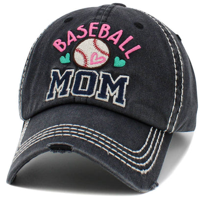 Baseball Mom Washed Vintage Ballcap: BUR