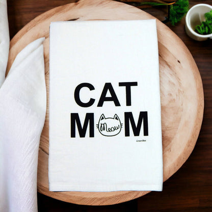 Cat Mom Meow Flour Sack Tea Towel