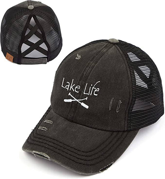 Criss Cross Ponycap - Lake Life (Black)