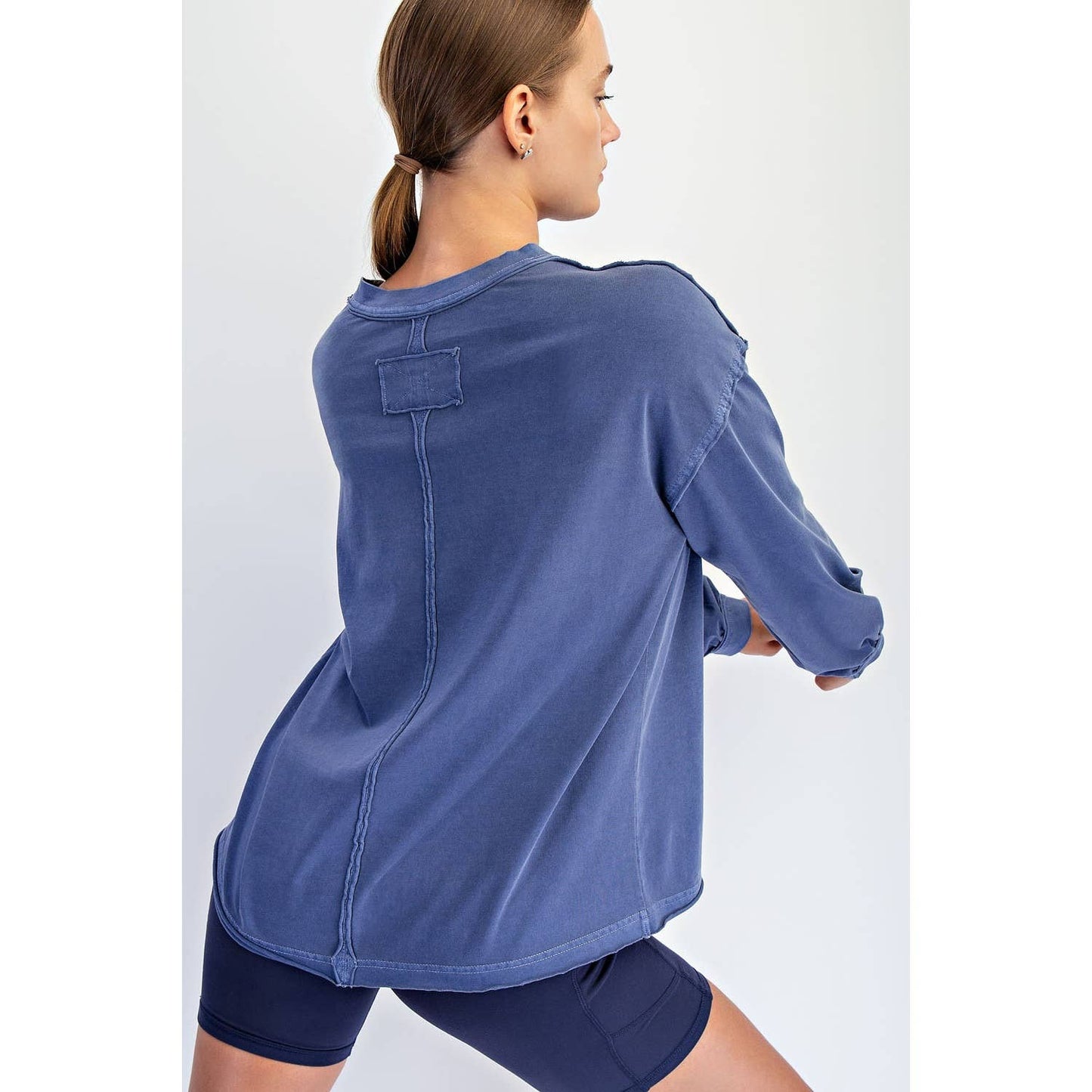 Rae Mode Pigment Washed Long Sleeve Cotton Top T0093