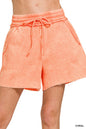 Acid Wash Fleece Drawstring Shorts with pockets Zenana