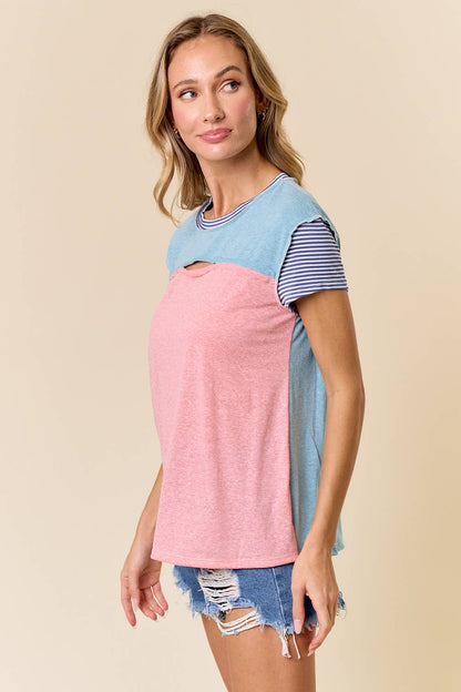 LMT4400-Daring Diva Top: BLUE/CORAL / XL