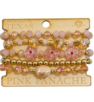 5-strand Pink Crystal Bracelet Set Pink Panache