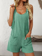 Rompers Overalls Knot Strap Shorts Jumpsuit: Green / 65%Polyester+30%Viscose+5%Elastane / M