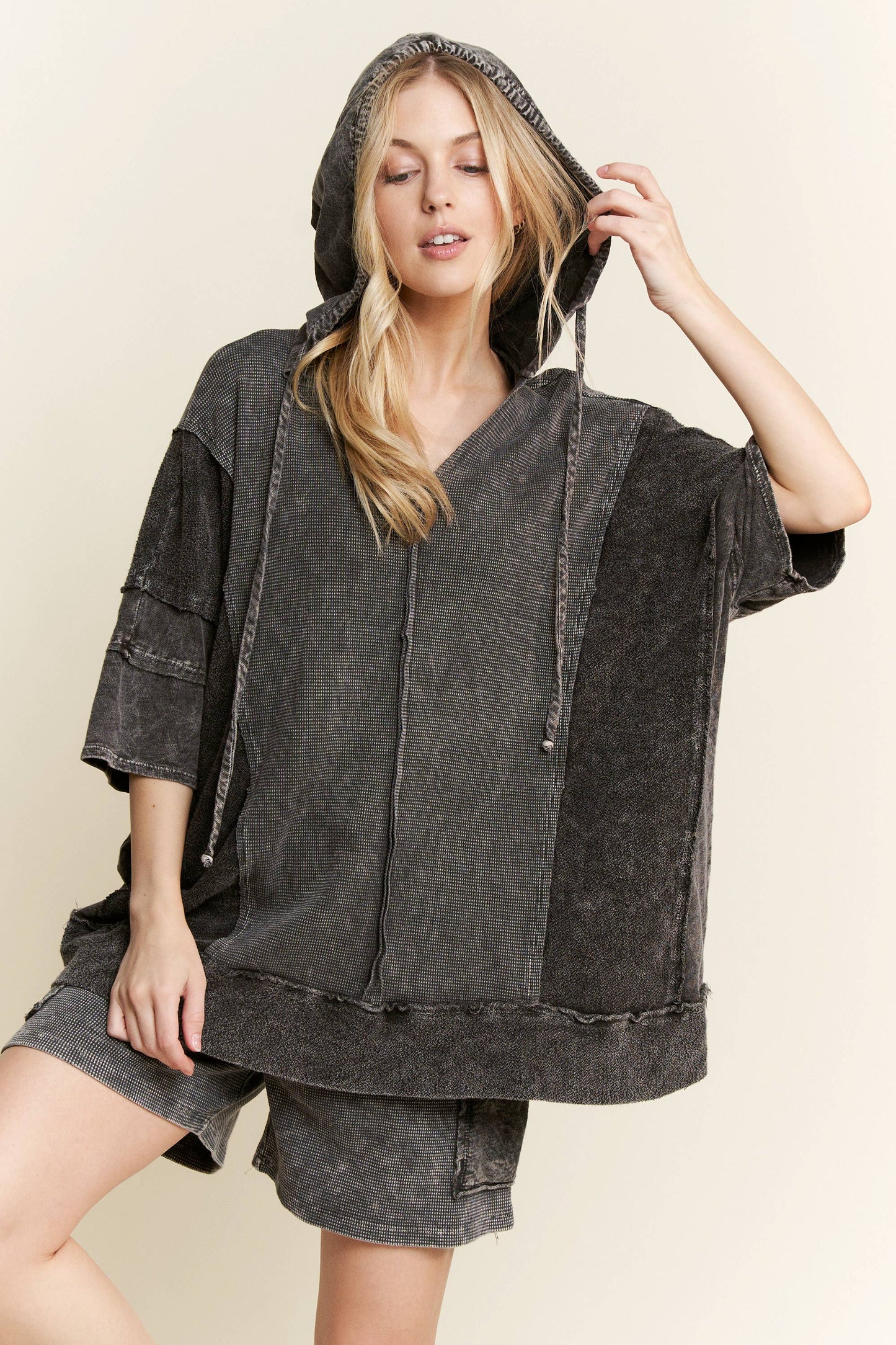 Mineral Wash Waffle Thermal Terry top HT5641