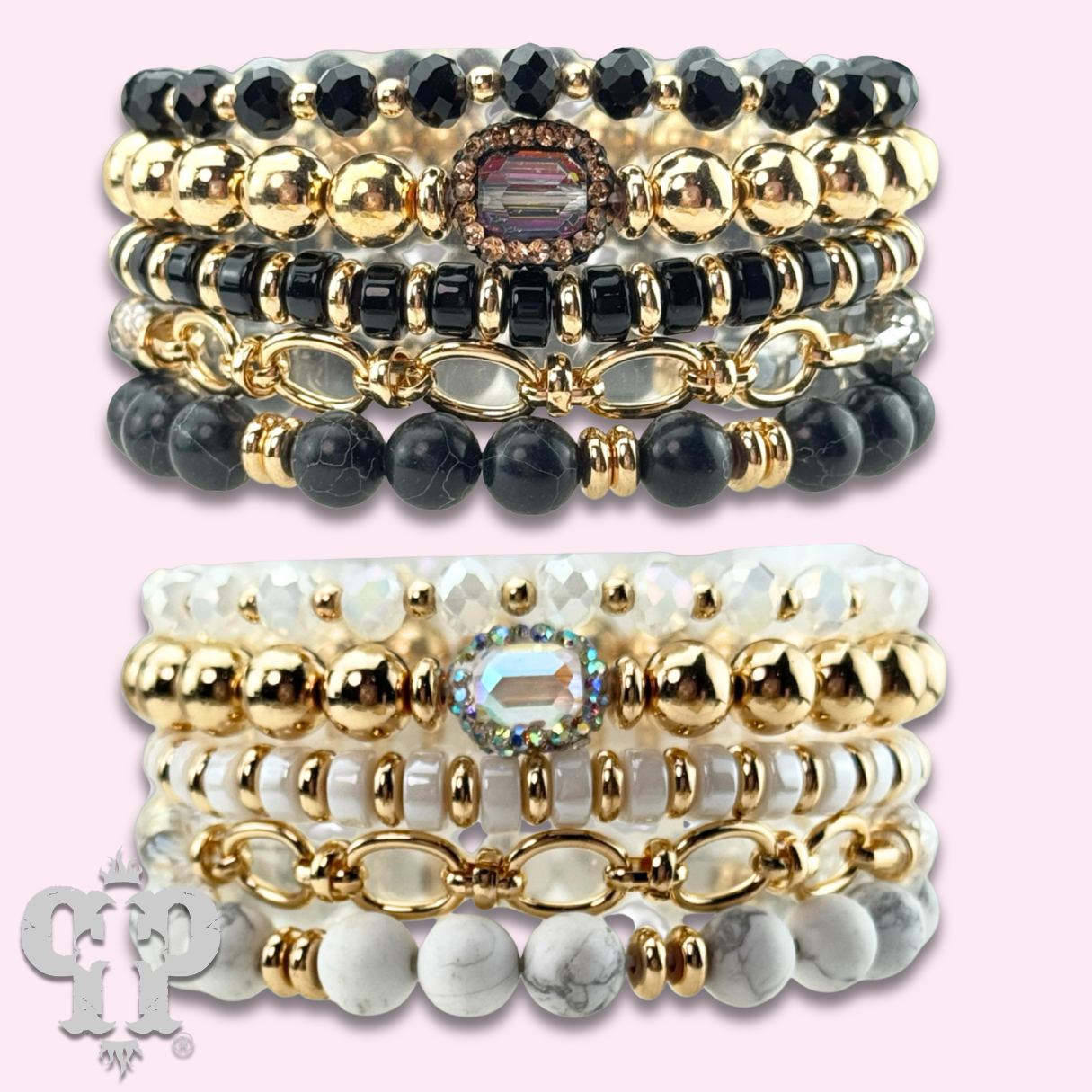 Mixed bead bracelet with chain feature