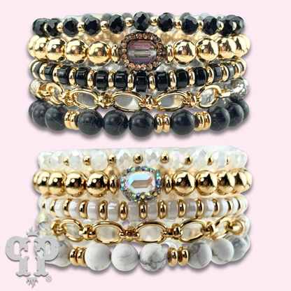 Mixed bead bracelet with chain feature