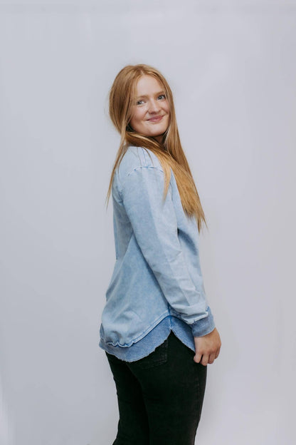 MK159 Acid Washed Sweatshirt - Blue
