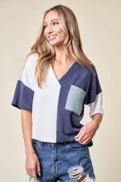 LMT3996-Trust Me In Colorblock Top