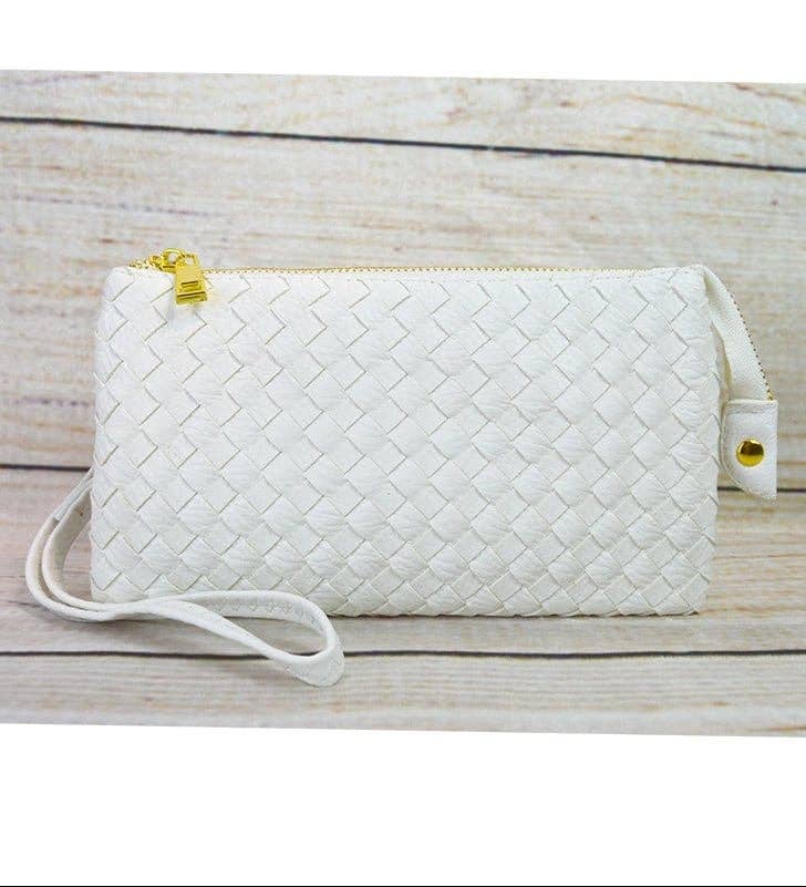7050 Kathy Woven Three Compartment Clutch/Crossbody Bag
