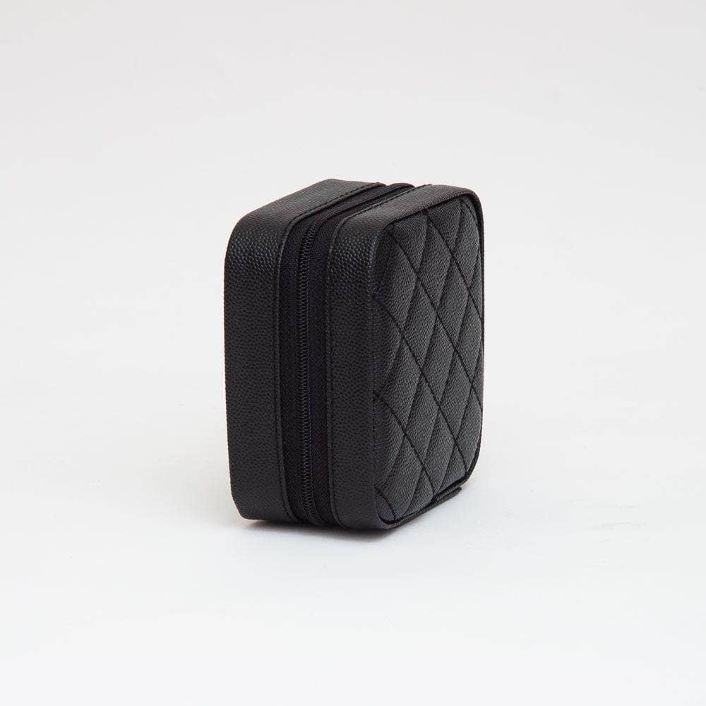 TG10707 Quilted Zip Around Square Jewelry Box