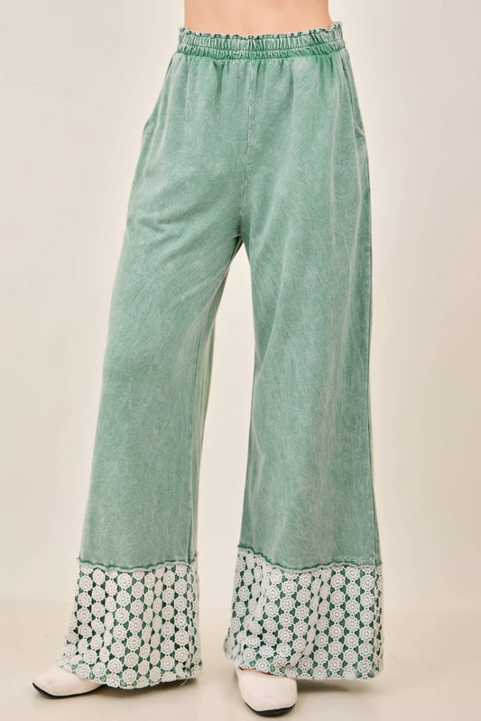 Mineral Washed Flower Daisy Long Leg Pants HP6016P1