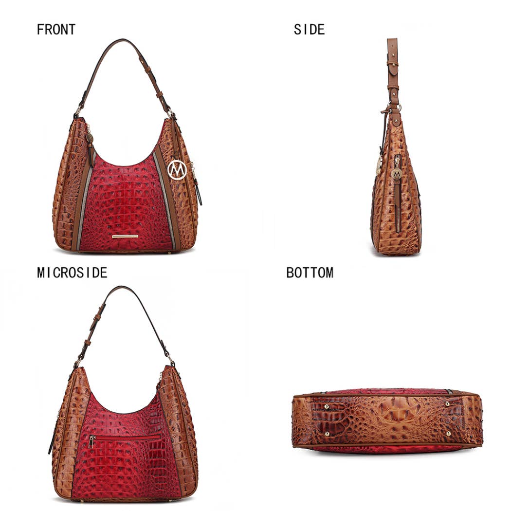 Becket Faux Crocodile Embossed Hobo Shoulder by Mia K