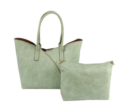 COL001-2 2-in-1 Stitch Trim Detail Shoulder/Tote Set Bag