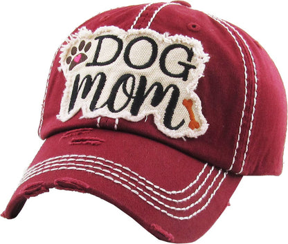 DOG MOM WASHED VINTAGE BALLCAP: BLK