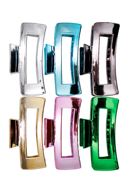Metallic Wide Block Y2K Clip Hair Claw - 4 Inch
