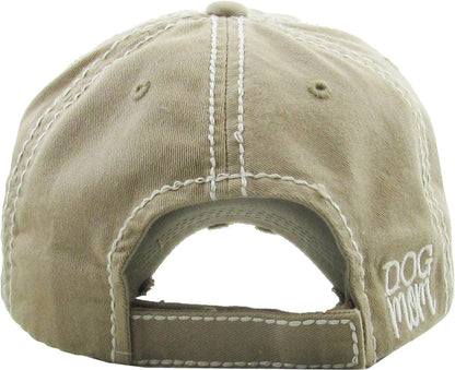 DOG MOM WASHED VINTAGE BALLCAP: BLK