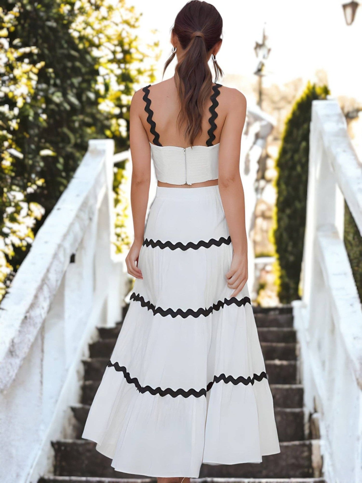 Two-Piece Set with Ruffle Skirt and Cropped Top