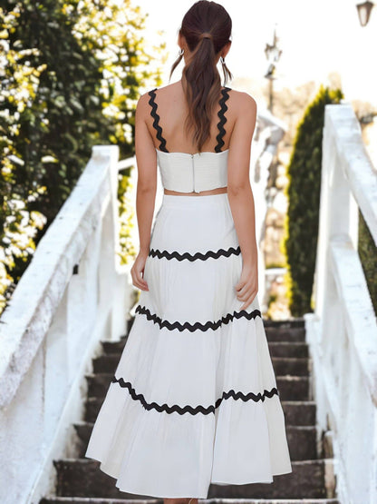 Two-Piece Set with Ruffle Skirt and Cropped Top