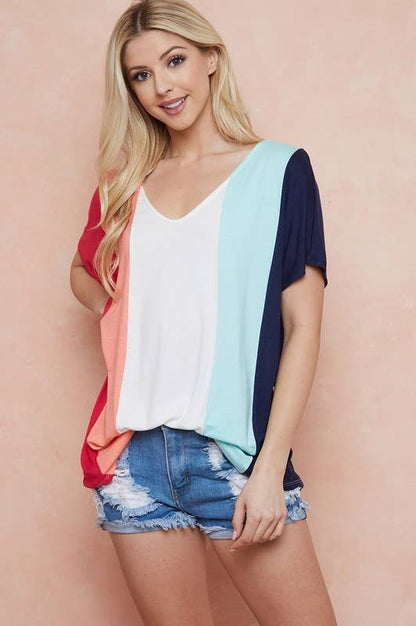 LMT2468-B-So into You color block top