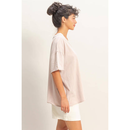 Washed V-Neck Oversized Tee
