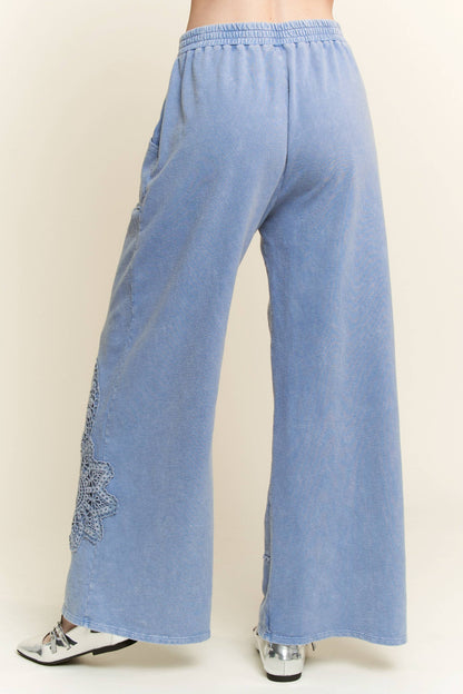 Mineral Washed Doily Wide leg straight pants HP6236