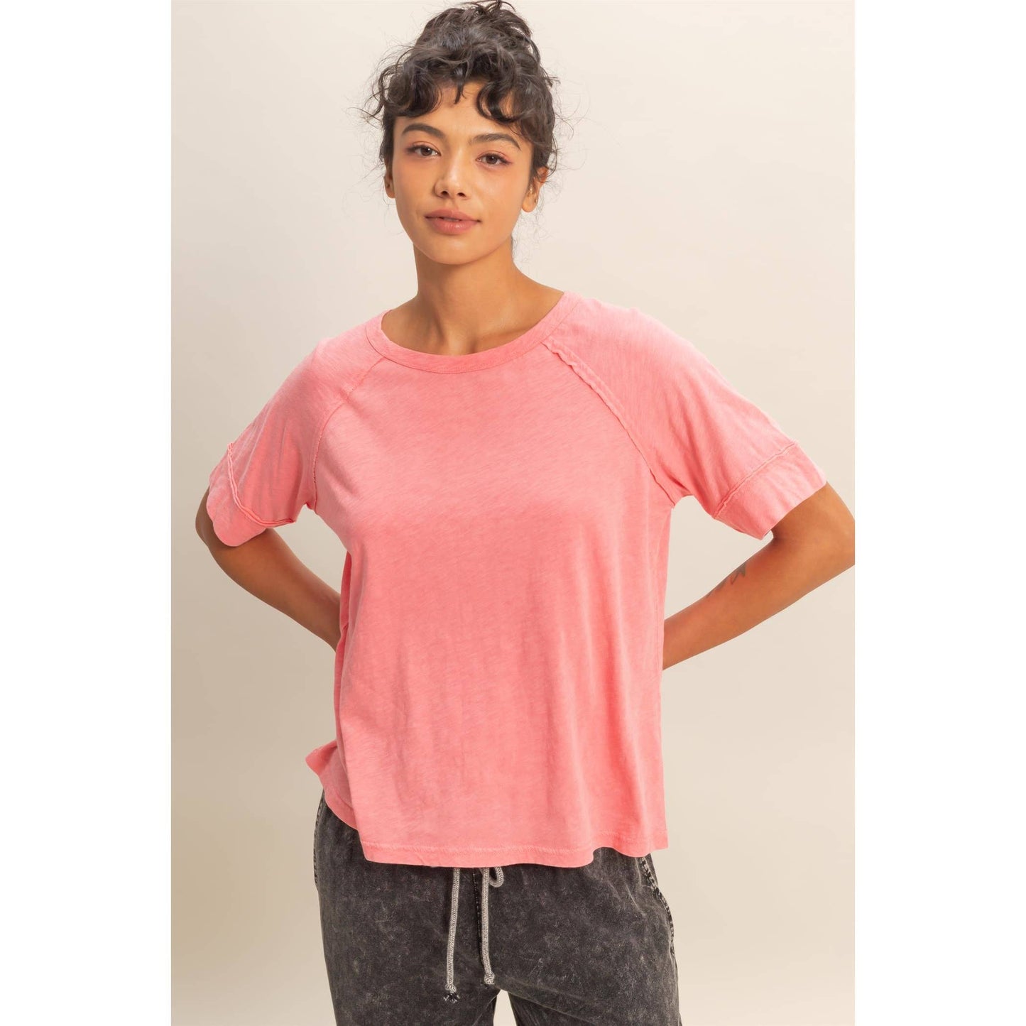 Hyfve DZ26A655 Acid Washed Boxy Tee