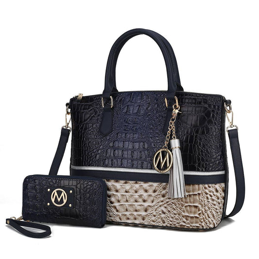 Autumn Crocodile Skin Tote Bag with Wallet by Mia k