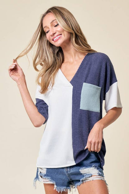 LMT3996-Trust Me In Colorblock Top