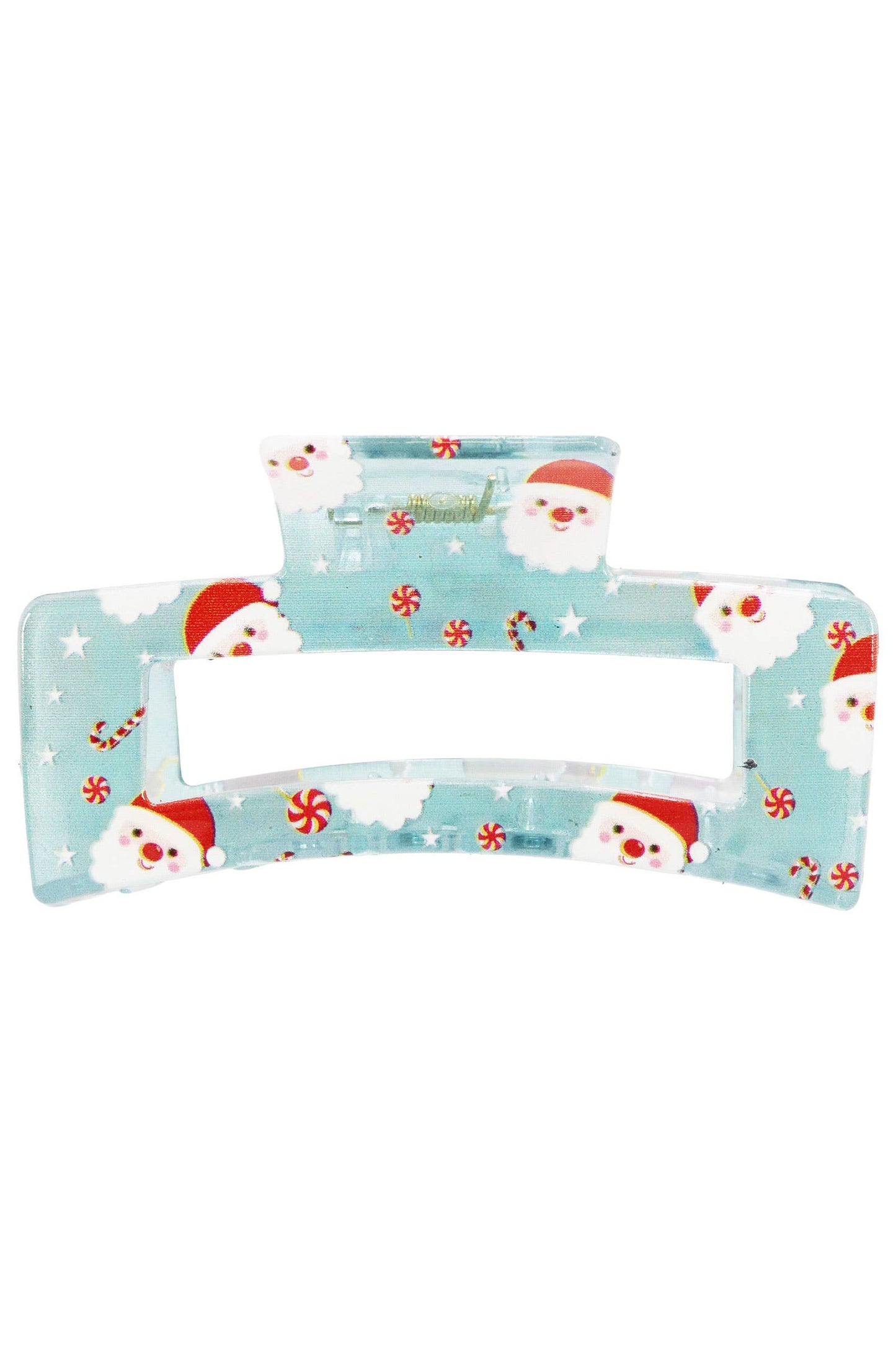 Christmas Santa Clear Block Hair Claw - 12 pcs