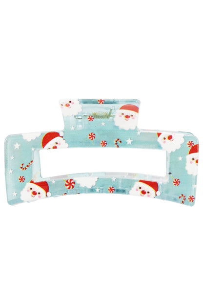 Christmas Santa Clear Block Hair Claw - 12 pcs