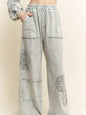 Mineral washed Doily Wide Leg Straight Pants HP6236