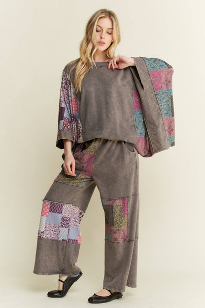 Mineral Washed Boho Block Patch pants HP6579