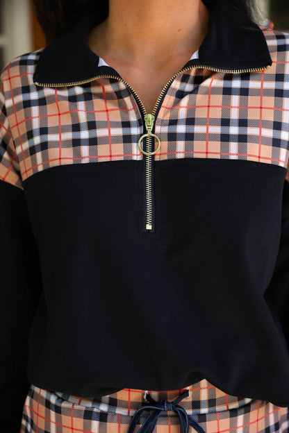 Mia Printed Pullover- Nora Plaid