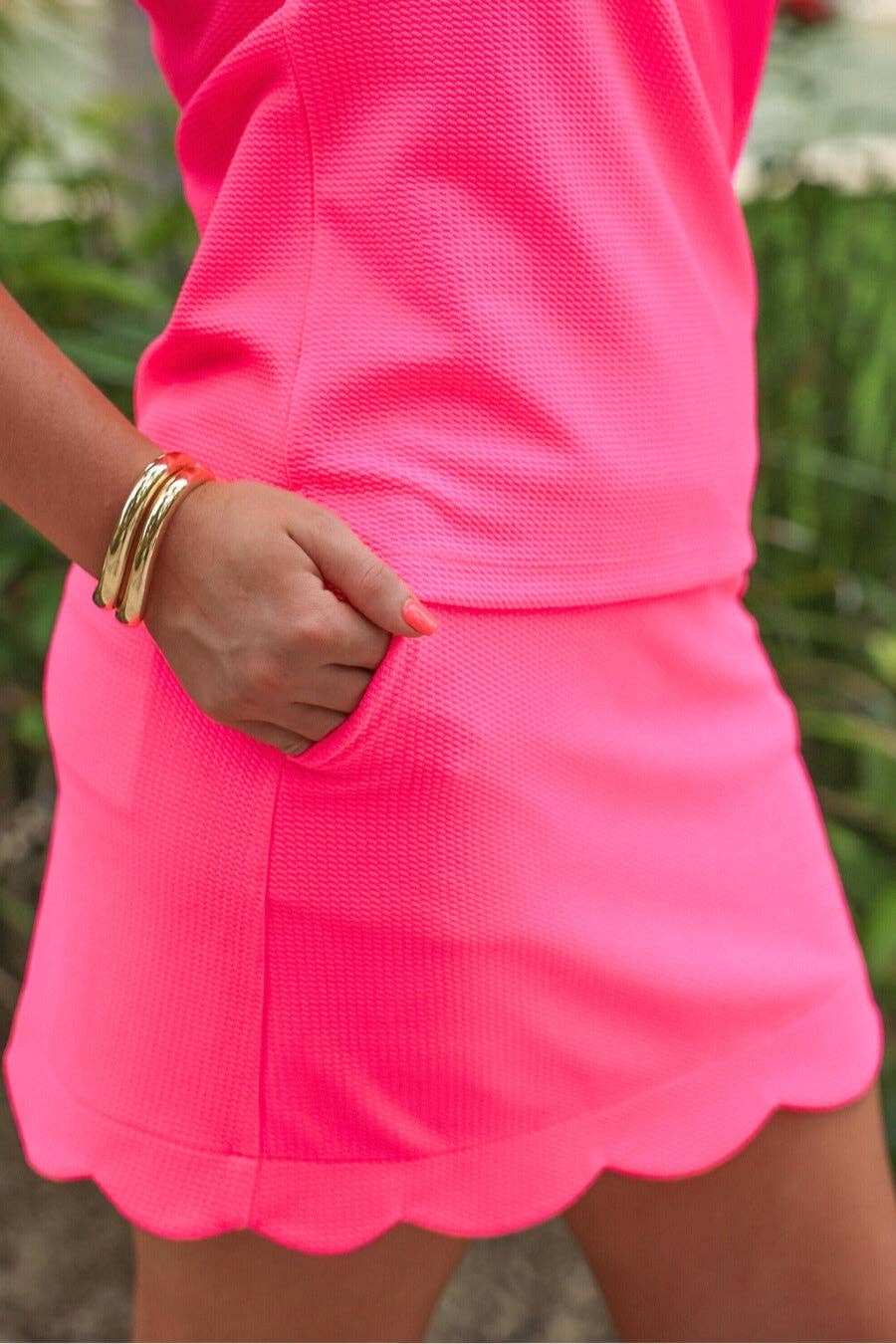 Make It Count Textured Top- Neon Pink