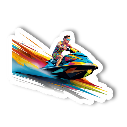 Jet Ski Adventure Sticker - 4" Vinyl Sticker