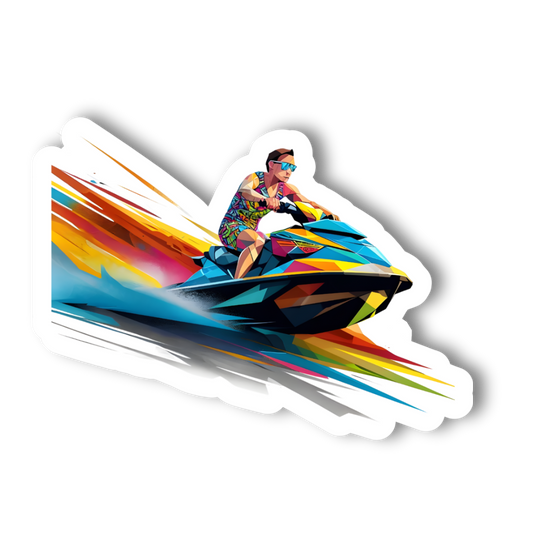 Jet Ski Adventure Sticker - 4" Vinyl Sticker