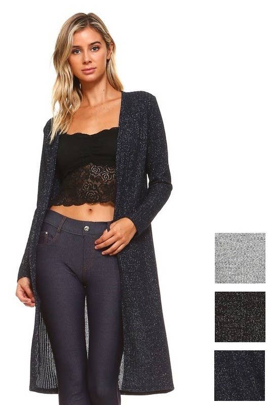 Yelete Metallic Knit Longline Cardigan CRD002