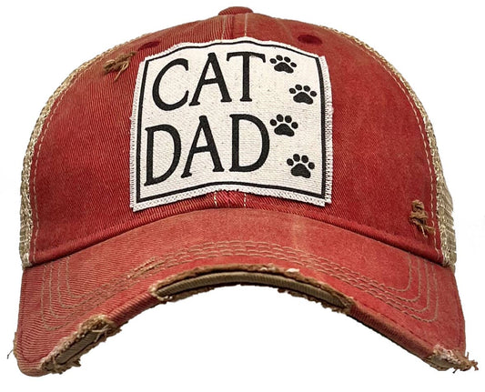 Cat Dad Distressed Trucker Hat Baseball Cap