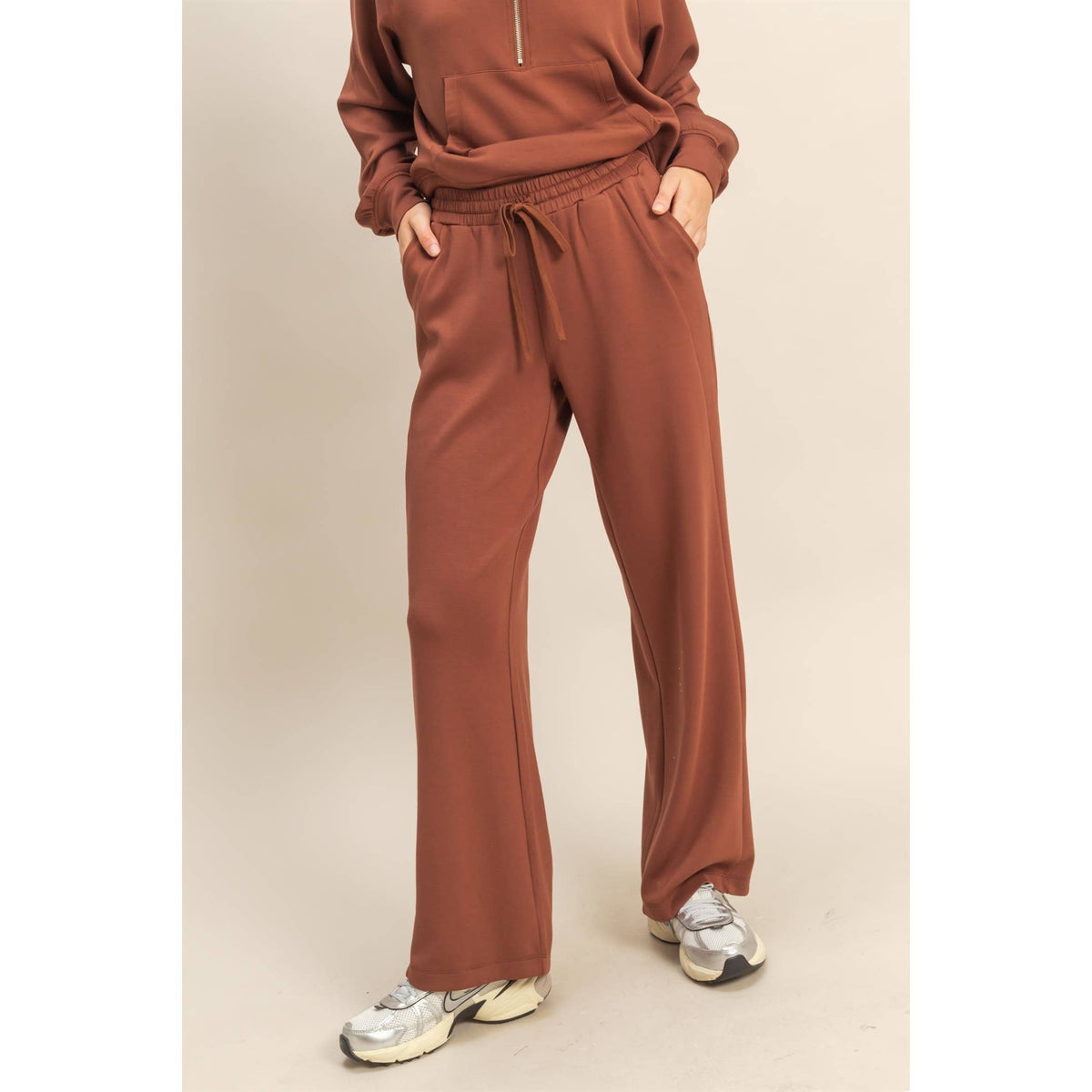 Double Knit Wide-Leg Sweatpants