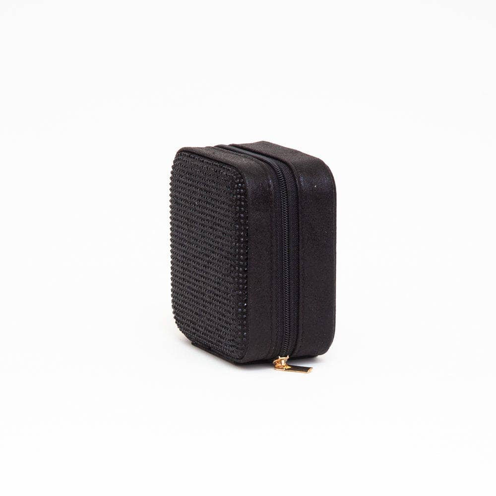 TG10699 Rhinestone Zip Around Square Jewelry Box