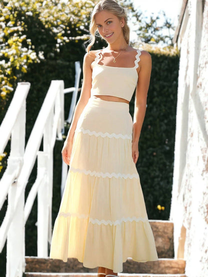 Two-Piece Set with Ruffle Skirt and Cropped Top